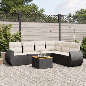 Conjunto de Sofás Modulares Grandes de Ratán PE Negro para Jardín, Muebles Modulares Elegantes para Exteriores - Product Image 1