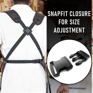 Tablier en cuir avec bretelles croisées au dos et doubles poches pour uniforme de personnel de service de restaurant et de bar - Product Image 6