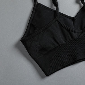 Custom Logo Women’s Racerback Ribbed Knit Seamless Push-Up Sports Bra Backless Fitness Yoga Bra - Product Image 6