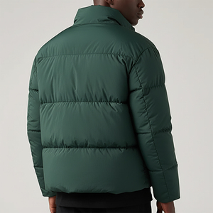 Men's Green Puffer Jacket Stand Collar Zipper Closure Windproof Casual Winter Jacket Regular Fit Polyester Wadding Solid Color - Product Image 5