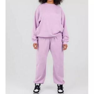 Women Crew Neck Sweatsuit <b>Hoodie</b> Jogger Set Fleece Warm Athletic Workout Gym <b>Running</b> Activewear Two Piece Outfit 100% Cotton - Product Image 5