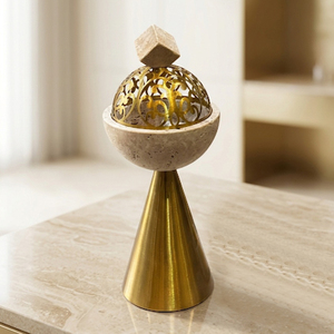 Premium Stone & Metal Incense Burner Durable, High Quality Matte Gold Finish Elegant Laser-Cut Design For Luxury Home Decor - Product Image 6