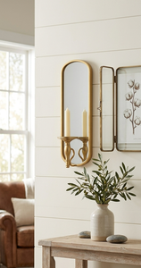 Modern Minimalist Iron <b>Wall</b> <b>Sconce</b> Mirror Gold Finish Arched Decorative Metal <b>Wall</b> <b>Sconces</b> with Pillar Candle Holder Luxury Home - Product Image 6