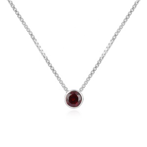 925 Sterling Silver Round Bezel Set Natural Garnet Birthstone Solitaire <b>Pendant</b> Necklace for Women January Birthstone Jewelry - Product Image 1