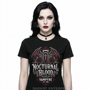 Camiseta de Mujer 'Vampire Queen', Estilo Gótico Real, Camiseta Negra para Damas, Estilo Vintage 'Dark Empress', Fabricante Personalizado, Venta al Por Mayor, Tops de Boutique - Product Image 2