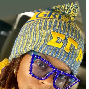 Gorro de Punto Sigma Gamma Rho Azul para Mujer, Gorro de Invierno Cálido con Letras Griegas Bordadas, Gorro Personalizado para Universidad - Product Image 4