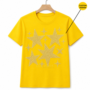 T-shirt à manches courtes pour homme Cosh International, imprimé étoiles jaunes brillantes, coupe classique, jersey décontracté en coton, col rond - Product Image 4