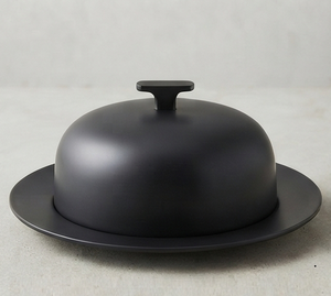 Boîte à beurre en aluminium noir arrondie avec couvercle, hermétique, pour la conservation de la fraîcheur, utilisation en cuisine et lors de fêtes, design minimaliste - Product Image 3
