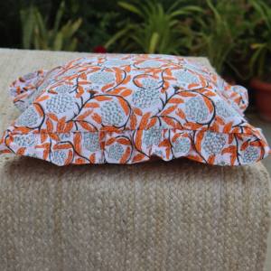 Fundas de Cojín con Estampado Floral Vintage Indio, Mezcla de Algodón y Lino, con Volantes Coloridos - Product Image 3