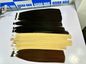 Azura Hair Vietnam Bulk Human Hair Extensions Straight Blonde Remy Hair Fusion Full Ends <b>White</b> <b>Wrap</b> 100gr Machine Double Weft - Product Image 6