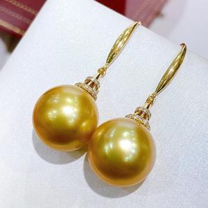 Luxurious 12-13mm Australian White Natural Pearl Earrings Slightly Flawed 925 Silver Fashion <b>Drop</b> Design Gift <b>Box</b> Wenchi Model - Product Image 2