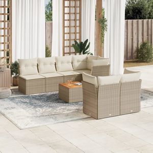 Conjunto de Muebles de Jardín de 8 Piezas en Ratán Sintético Color Beige Crema, Colección de Muebles Cómodos para Exteriores - Product Image 1