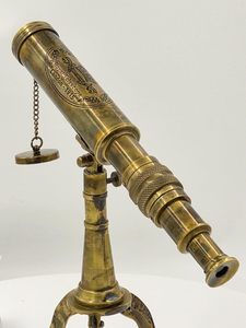 Vintage Brass Telescope on Tripod Stand Antique Desktop Telescope for Home Decor & Table <b>Accessory</b> | Nautical Spyglass for <b>Navy</b> - Product Image 5