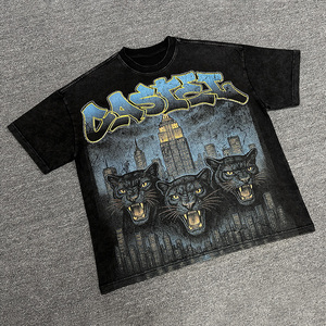 Custom <b>Acid</b> Washed Vintage T Shirt Mens Oversized Streetwear 100 Percent Cotton <b>Drop</b> Shoulder Rhinestone Tee - Product Image 1