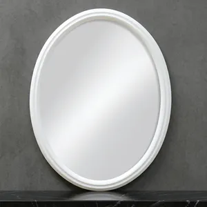 VillaOval Wall <b>Mirror</b> <b>White</b> Framed Minimalist Design Glass Thickness Bathroom Bedroom Decor - Product Image 3