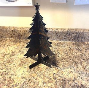 Slide-Together Metal Christmas <b>Tree</b> – Rustic Steel Holiday Decor - Product Image 1