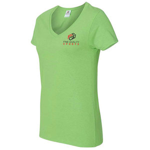 Trendy Women’s V-Neck T-Shirt – Stylish Slim Fit Casual Tee, Soft Lightweight Fabric, Modern Streetwear Green Top - Product Image 4
