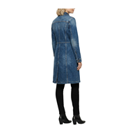 Manteau trench en jean décontracté pour femme Gina, coupe longue, boutonné devant, 100% coton