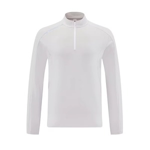 Custom Long Sleeve Stand Collar Quarter Zip Sporty Manufacturer Gym Performance T Shirt Cotton Polyester <b>Stretch</b> Fabric OEM ODM - Product Image 2