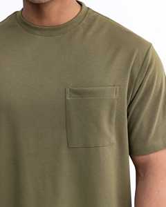 T-shirt Homme Vert Olive à Logo Personnalisé, 100% Coton, Manches Courtes, Col Rond, Coupe Ample, Décontracté, Séchage Rapide, Respirant - Product Image 3