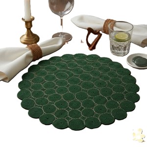 Luxury Glass Seed Beadwork <b>Rounded</b> Table <b>Mat</b> For Event Home Festive Dining Coffee Placemat Handcrafted Home Decor Artistic Piece - Product Image 4