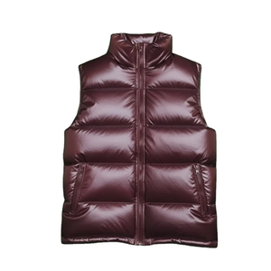 Gilet matelassé sans manches pour homme avec logo personnalisé OEM, col montant en toile, veste d'hiver rembourrée pour l'extérieur, avec poches avant zippées - Product Image 1