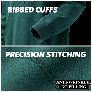 Sudadera con capucha tipo pullover de algodón grueso térmico tipo gofre, personalizada con estampado y bordado, de corte holgado y corto, con cremallera y lavado vintage desgastado por el sol - Product Image 5