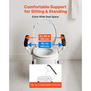 Asiento Elevador de Inodoro Acolchado con 3 Niveles de Altura Ajustable, Capacidad de Carga de 300 Libras, Amplio, Equipo de Seguridad para Baño - Product Image 5