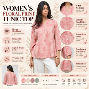 Chemisier en mousseline de soie pour femme, imprimé floral rose pastel, coupe décontractée, manches trois quarts, boutonné, style bohème ethnique, pour le quotidien - Product Image 6