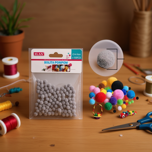 Palline Pom-Pom 0,8 cm Grigie 100 Pezzi per Decorazioni Artigianali - Product Image 2