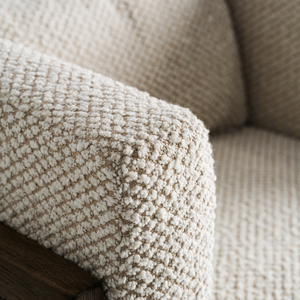 Sillón de Salón de Lujo para Interiores, Madera de Teca Sólida con Panel de Ratán Tejido Natural, Silla Acolchada con Estructura Curva, Muebles de Resort - Product Image 5