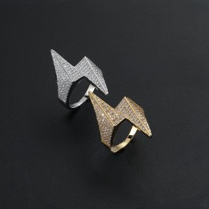 Anillo de Cóctel con Diseño de Flecha, Incrustaciones de Diamantes, Chapado en Oro de 18K, Plata 925, Unisex, Joyería de Uso Diario - Product Image 3