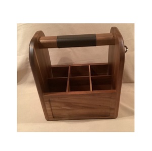 Porta Utensilios de Cocina de Madera con Asa, Organizador de 3 Compartimentos, Estilo Rústico, Tipo Vertical, Porta Cubiertos - Product Image 4