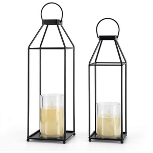 Farol de hierro contemporáneo de color negro para decoración de iluminación en el hogar, bodas y festividades, faroles colgantes y de pie en oferta. - Product Image 3