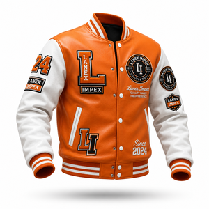 Chaqueta Varsity Personalizada Premium con Logotipo Bordado, Mangas de Cuero PU, Puños y Dobladillo Acanalados, Chaqueta de Béisbol a la Moda OEM - Product Image 1