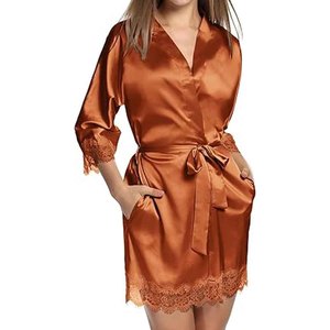 Robe en dentelle florale pour femme, kimono transparent, lingerie de mariée, vêtements de nuit en satin, vêtements de nuit sexy, robe de mariée - Product Image 3