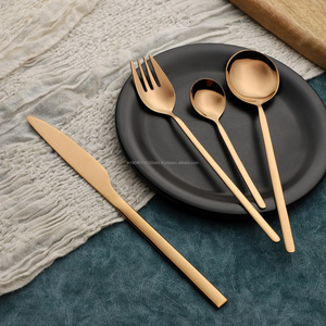 Precio asequible Gold riachalo Juego de cubiertos/cubiertos de acero inoxidable Grado 202/304 Cuchara brillante Tenedor y cuchillo Cuchara de bebé - Product Image 4