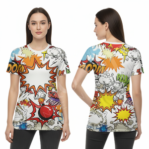เสื้อยืดคอกลมสีพื้นคุณภาพสูง 100% ผ้าโพลีเอสเตอร์น้ำหนักเบา เหมาะสำหรับออกกำลังกาย วิ่ง ใส่ลำลองในฤดูร้อน พิมพ์ลายทั่วตัว - Product Image 3
