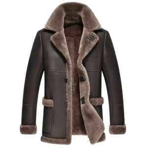Chaqueta de Invierno para Hombre, Larga y Cálida, de Piel de Oveja, con Capucha y Ribete de Piel, Tejido de Lana, Servicio OEM, Acabado Impermeable y Transpirable - Product Image 1