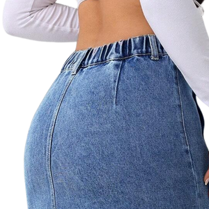 Womens High Waist Button Front <b>Denim</b> Maxi Skirt Light Blue <b>Stretch</b> Casual Regular Fit Side Slit Winter Daily Wear - Product Image 4