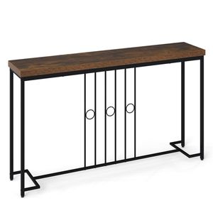 Table console industrielle étroite de 55 pouces avec plateau en bois rustique, capacité de 175 lb, catégorie de produits : tables consoles - Product Image 4