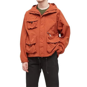 Parka coupe-vent pour homme, sur mesure, OEM, haute qualité, nylon, 4 poches avant, fermeture éclair, capuche avec rabat pare-vent. - Product Image 1