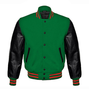Premium Quality Letterman Varsity College Bomber <b>Jacket</b> Stand Embroidery Real Black Cowhide <b>Leather</b> Sleeves XS-5XL for <b>Winter</b> - Product Image 4