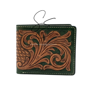 Royal Green Tooled Leather Bifold <b>Wallet</b> <b>for</b> Men Western Floral Carved Genuine Leather Rustic <b>Wallet</b> With Multiple <b>Card</b> Slots - Product Image 2