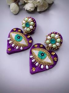 Trendy Handmade Bead Embroidery Dangle <b>Earrings</b> for Women Boho Ethnic Statement Fashion Jewelry Collection - Product Image 6