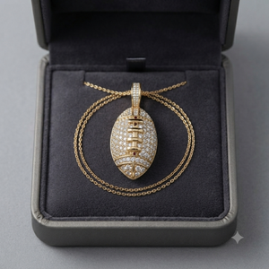 Unisex Trendy 10K <b>Solid</b> <b>Gold</b> Custom Iced American Soccer Ball Lab Grown Diamond <b>Pendant</b> Hip hop Style Party Charm Necklace Charm - Product Image 5