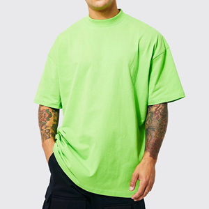 <b>Men</b> Oversized Solid <b>Green</b> Short Sleeve O-Neck Casual <b>T</b>-<b>Shirt</b> Regular Fit 100% Cotton Jersey Knitted Plain Dyed Blank Design 2027 - Product Image 1