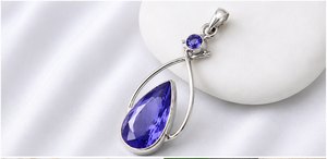 Natural Tanzanite Sterling Silver Pendant Pear Shape Tanzanite 925 Silver Pendant Handmade December Birthstone <b>Necklace</b> - Product Image 4