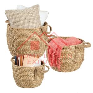Cesta de Almacenamiento Hecha a Mano de Pasto Marino Sólido con Asa para Decoración del Hogar, Cesta de Almacenamiento de Frutas para Exteriores - Product Image 4