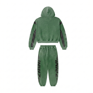 ZAINI ZI-151 Survêtement d'hiver streetwear pour homme en molleton de coton premium 350g, blanc, avec logo personnalisé sérigraphié et impression en relief, sweat à capuche court - Product Image 2
